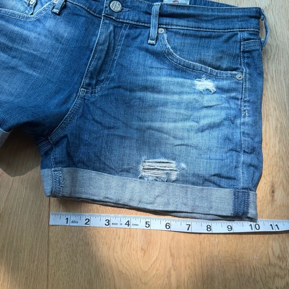 AG Adriano Goldschmied Hailey ex boyfriend roll up distressed denim shorts 27 - Picture 11 of 17